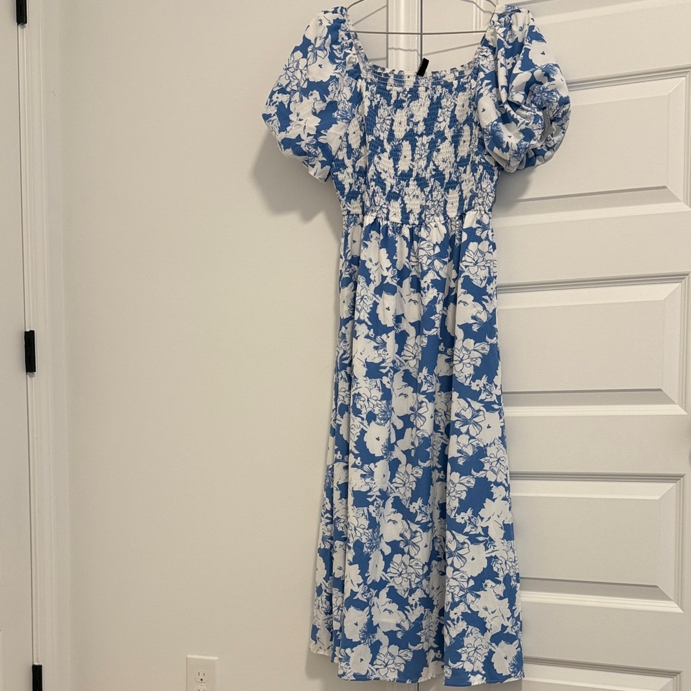 Floral Blue and White Maxi Dress